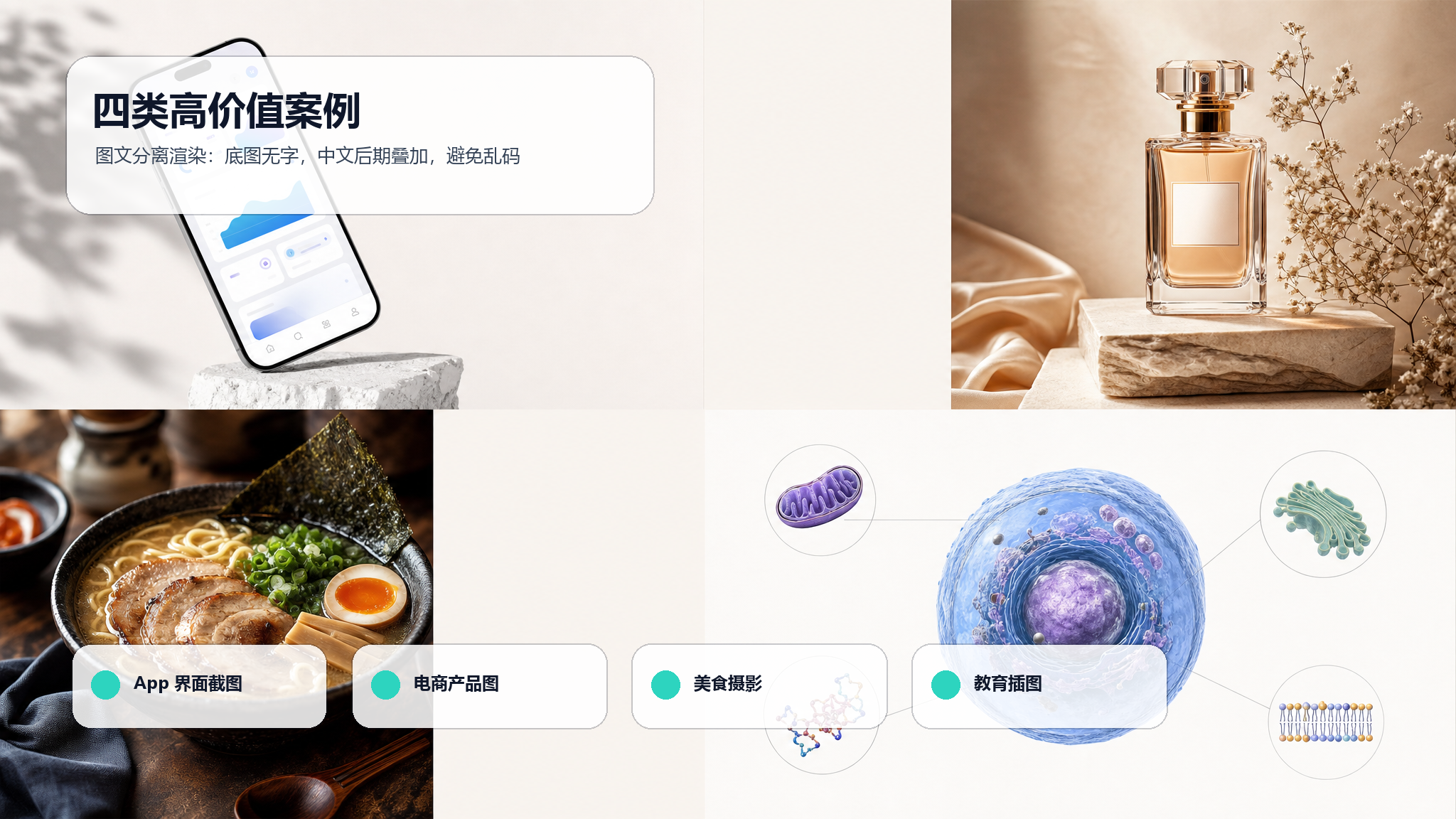 GPT Image 2 商业案例图：App 截图、电商产品、美食摄影